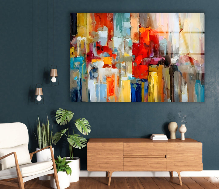 Abstract Colored Oil Paint Glass Wall Art large glass photo prints, glass wall photos
