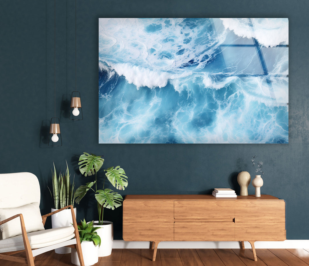 Ocean Big Waves Glass Wall Art custom glass photo prints, large glass prints
