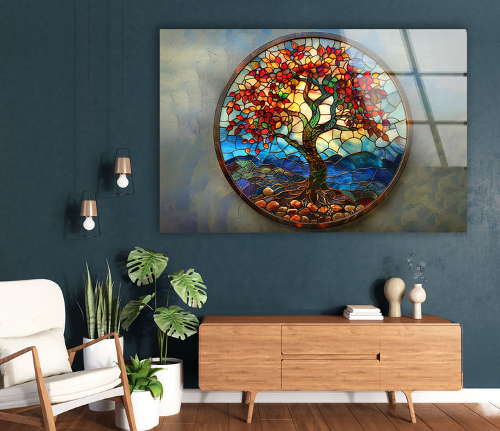 Stained Tree of Life Art Glass Wall Art custom glass pictures, glass art prints
