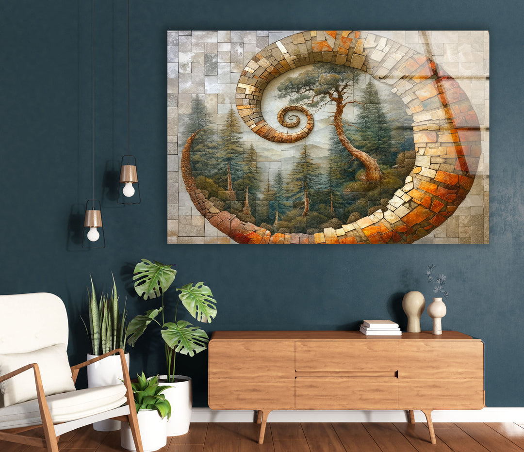 Mosaic Shell & Nature View Glass Wall Art