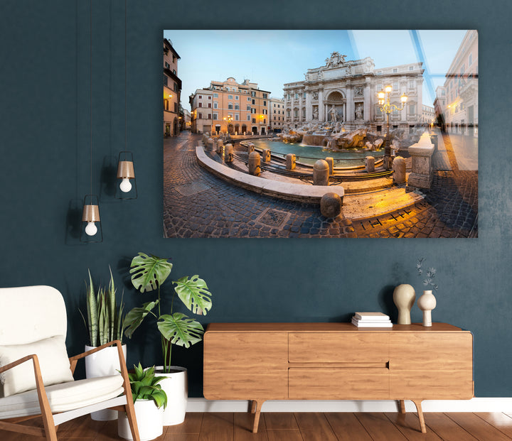 Trevi Fountain Glass Wall Art – Iconic Rome Landmark