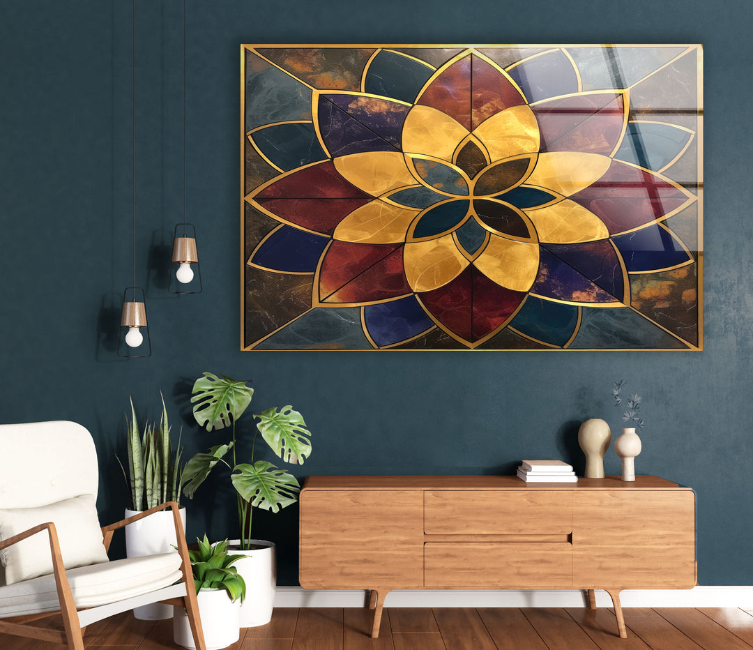 Marble Lotus Flower Glass Wall Art custom glass pictures, glass art prints