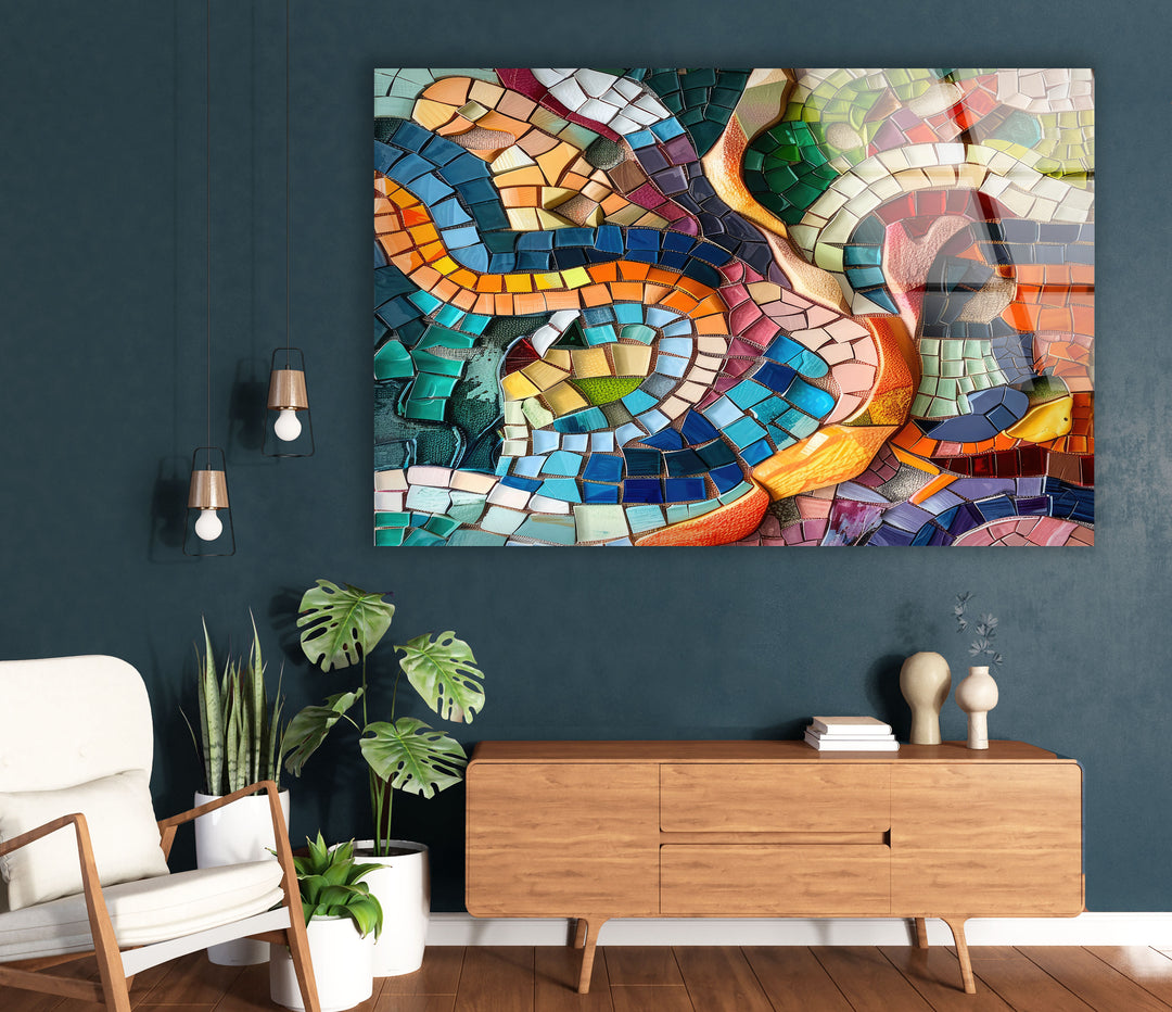 Mosaic Colorful Glass Wall Art Glass Printing Wall Art, Print photos on glass