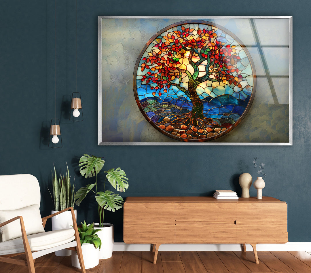 Stained Tree of Life Art Glass Wall Art print on glass, glass printed photos
