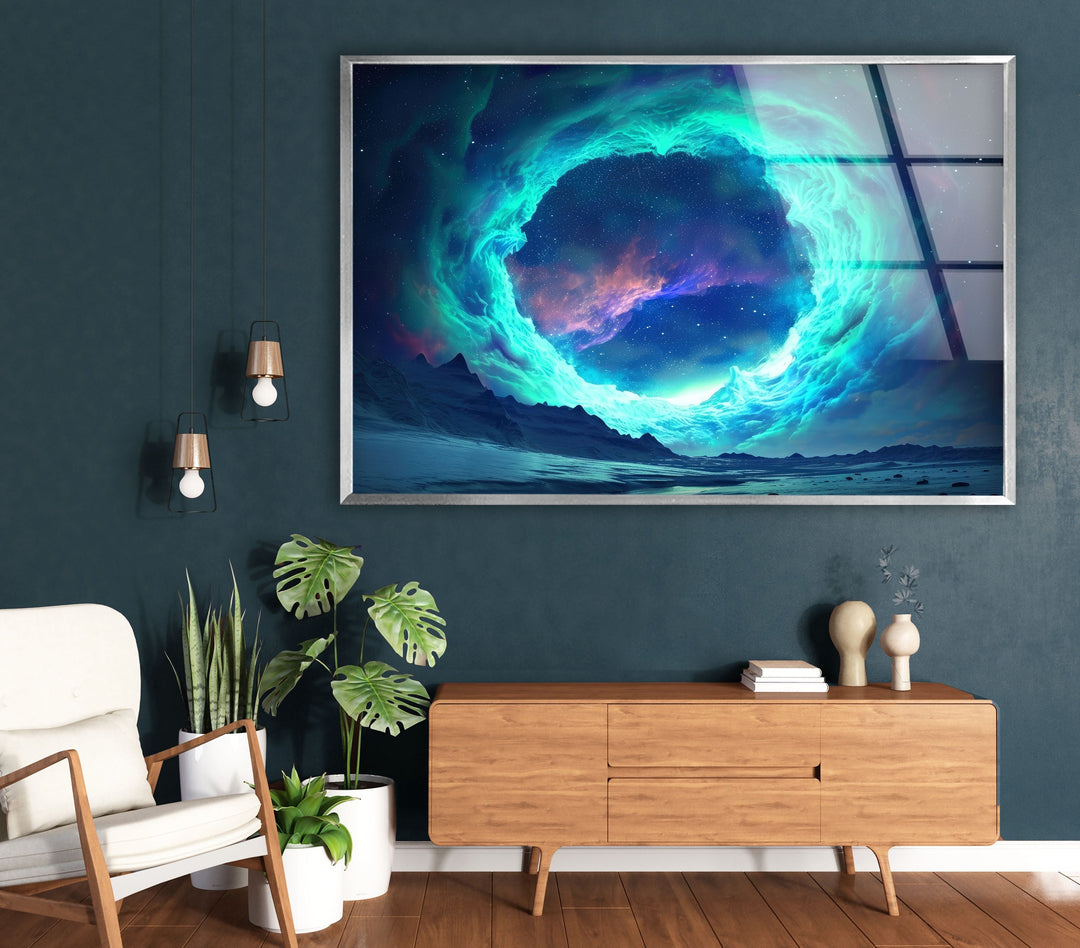 A Giant Portal In Space Glass Wall Art glass art painting, glass art for the Wall
