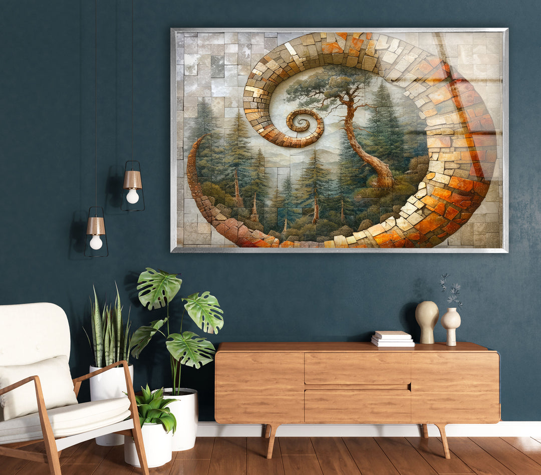 Mosaic Shell & Nature View Glass Wall Art