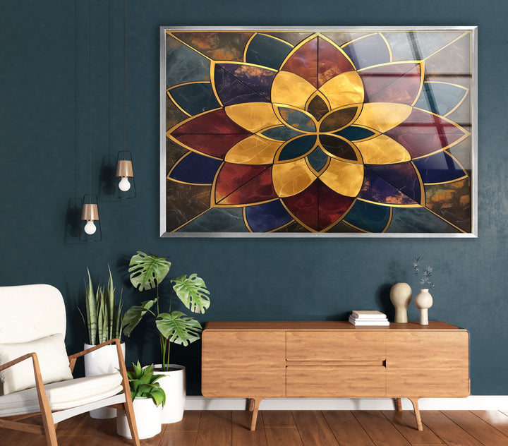 Marble Lotus Flower Glass Wall Art print on glass, glass printed photos