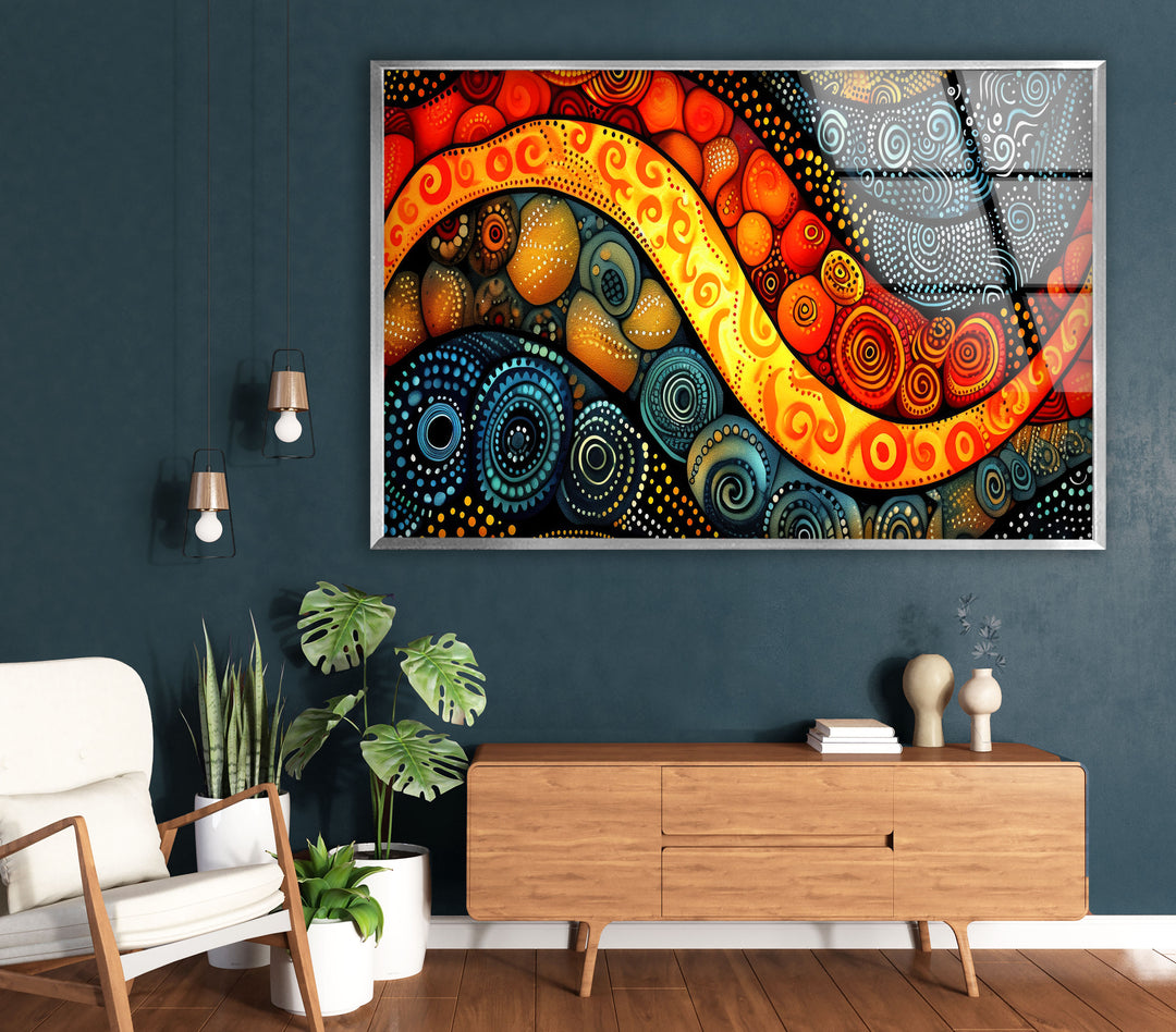 Colorful Stained Circles Glass Wall Art print picture on glass, Tempered Glass Wall Art