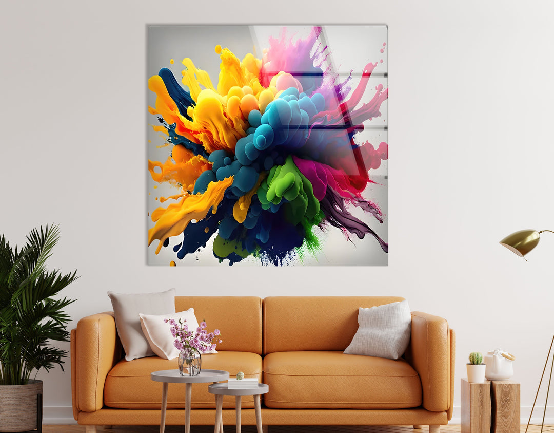 Color Bomb Glass Wall Art picture on glass wall art, photos printed on glass
