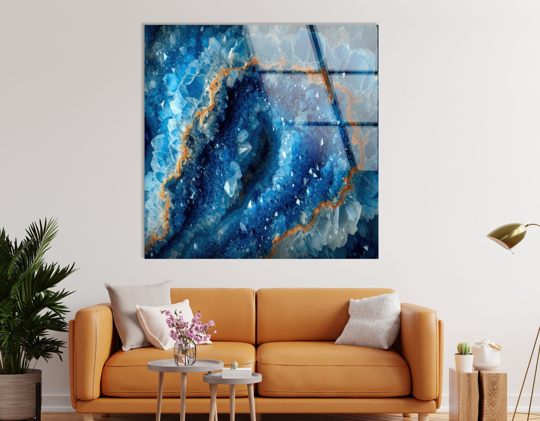 Marble Grain The Shades of Blue Glass Wall Art large glass photo prints, glass wall photos
