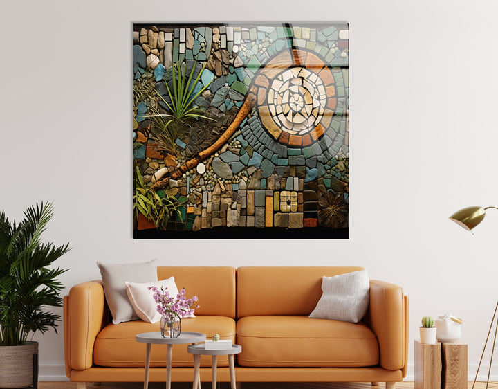 Blue & Brown Stones Glass Wall Art glass photo prints, glass picture prints
