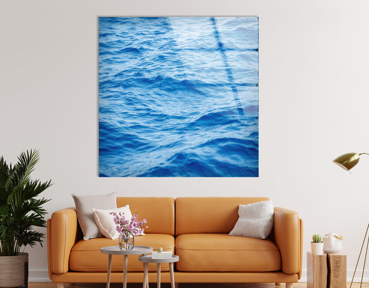 Vivid Blue Sea Waves Glass Wall Art glass pictures for Wall, glass prints wall art
