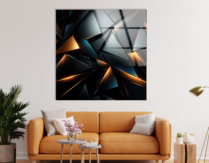 Black Geometric Design Glass Wall Art glass pictures for Wall, glass prints wall art
