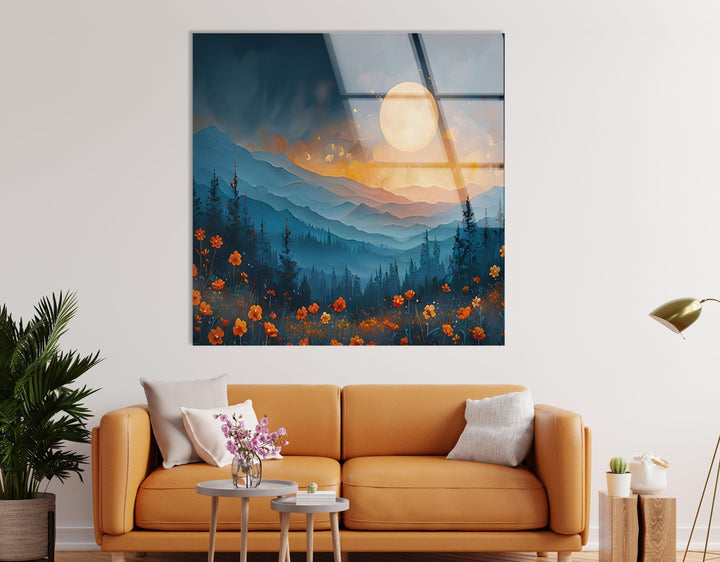 Night Paint Sunset Glass Wall Art Glass Printing Wall Art, Print photos on glass
