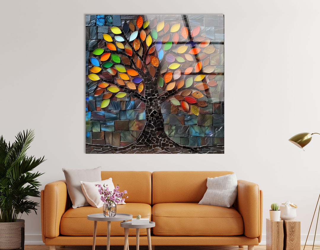 Mosaic Of A Tree Glass Wall Art art glass wall art, glass wall art pictures