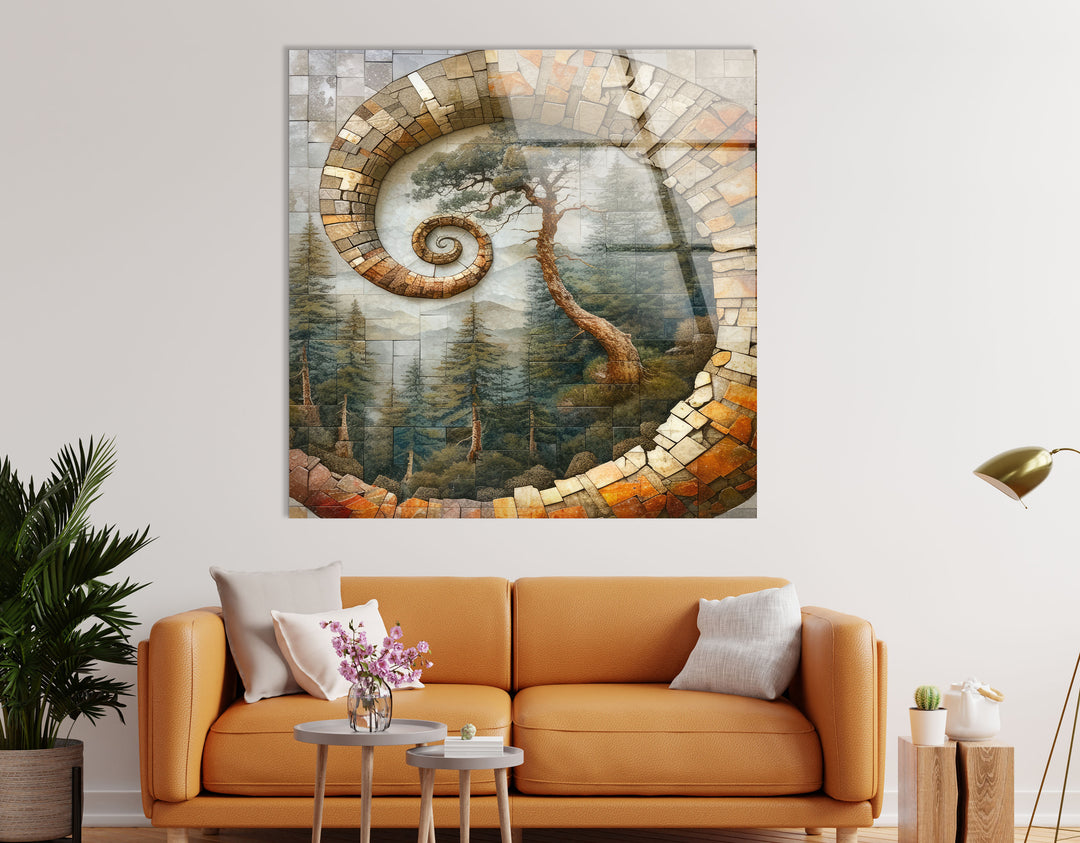 Mosaic Shell & Nature View Glass Wall Art