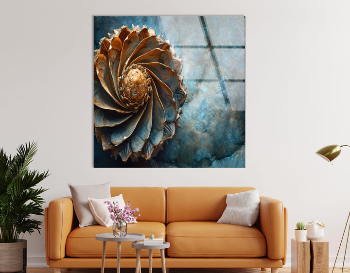 Golden Spiral Glass Wall Art