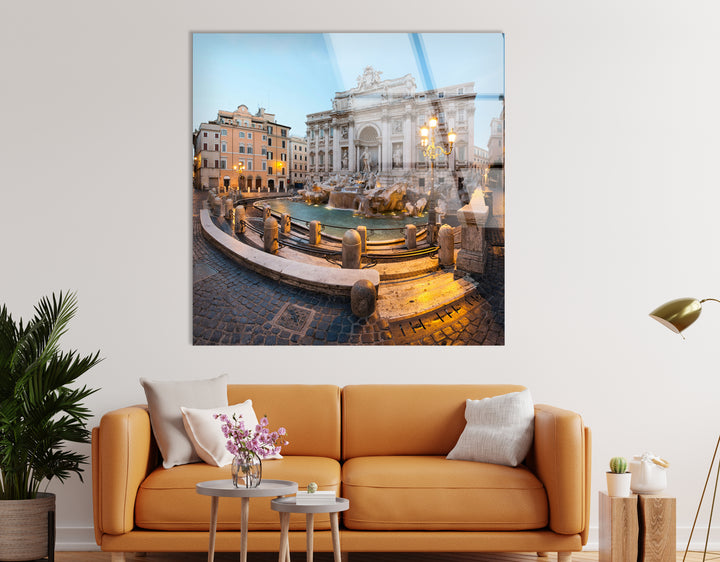 Trevi Fountain Glass Wall Art – Iconic Rome Landmark