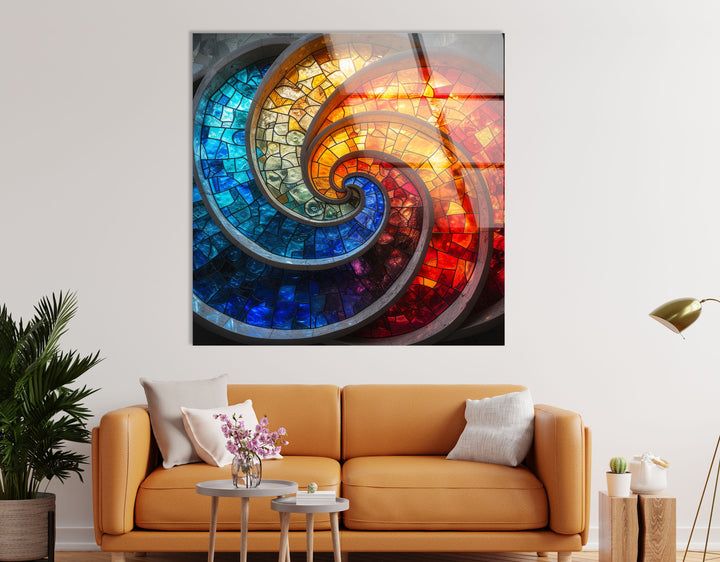 Red & Blue Fractal Glass Wall Art custom glass photo prints, large glass prints