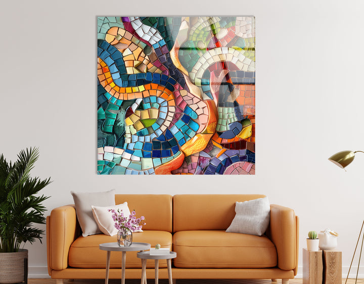 Mosaic Colorful Glass Wall Art photo print on glass, prints on glass wall art