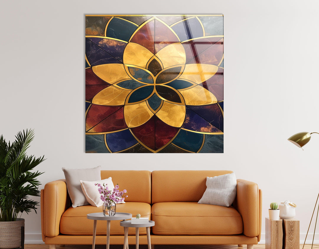 Marble Lotus Flower Glass Wall Art photo print on glass, prints on glass wall art