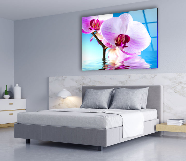 Pink Orchid Glass Wall Art, glass photo prints, glass picture prints