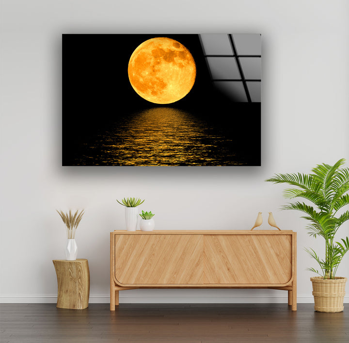 Moonlight Orange Glass Wall Art large glass photo prints, glass wall photos