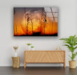 Sunset Moon View Tempered Glass Wall Art