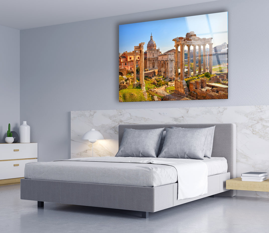 Roman Forum Glass Wall Art – Iconic Ancient Ruins with Historic Roman Architecture