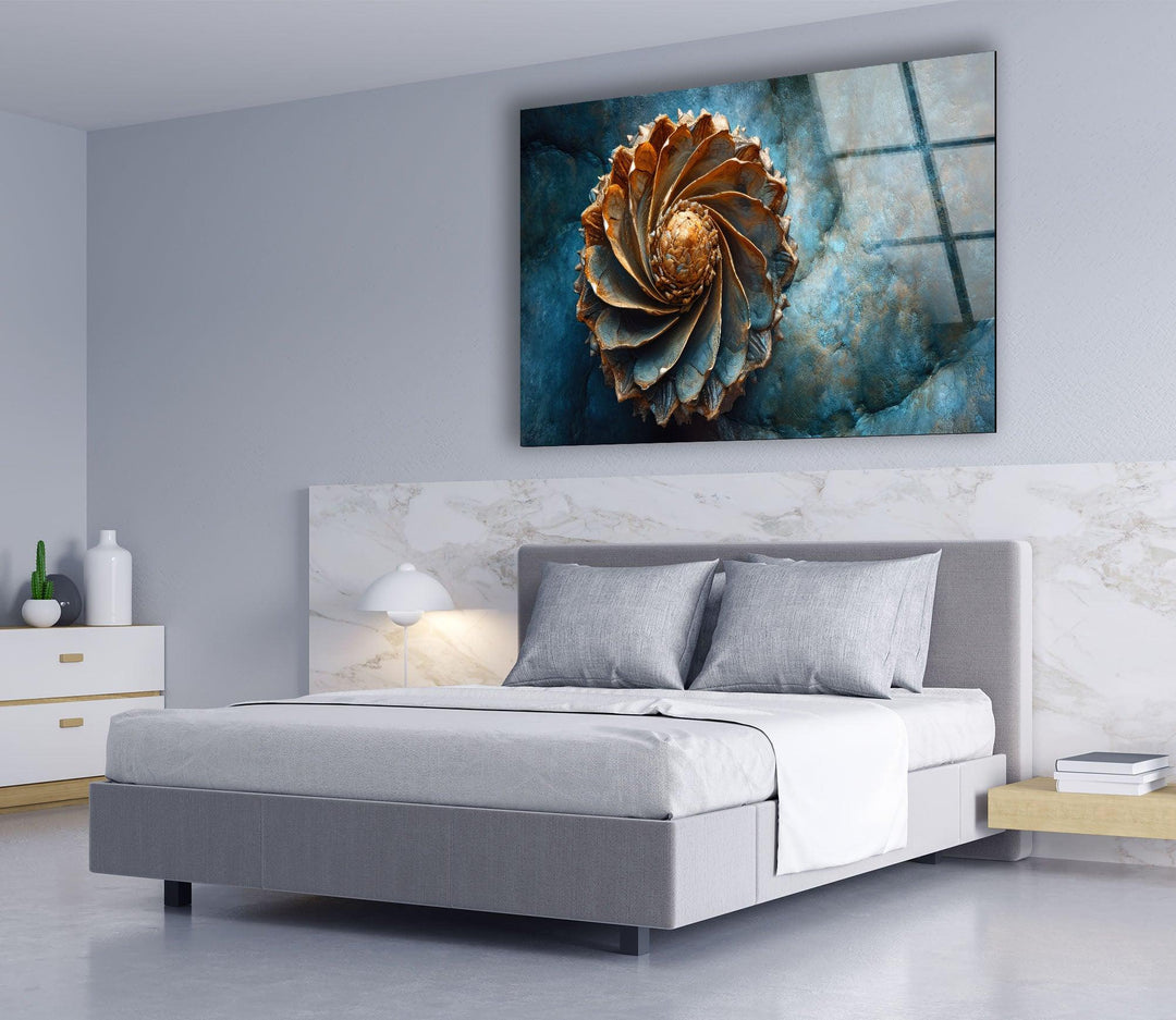 Golden Spiral Glass Wall Art