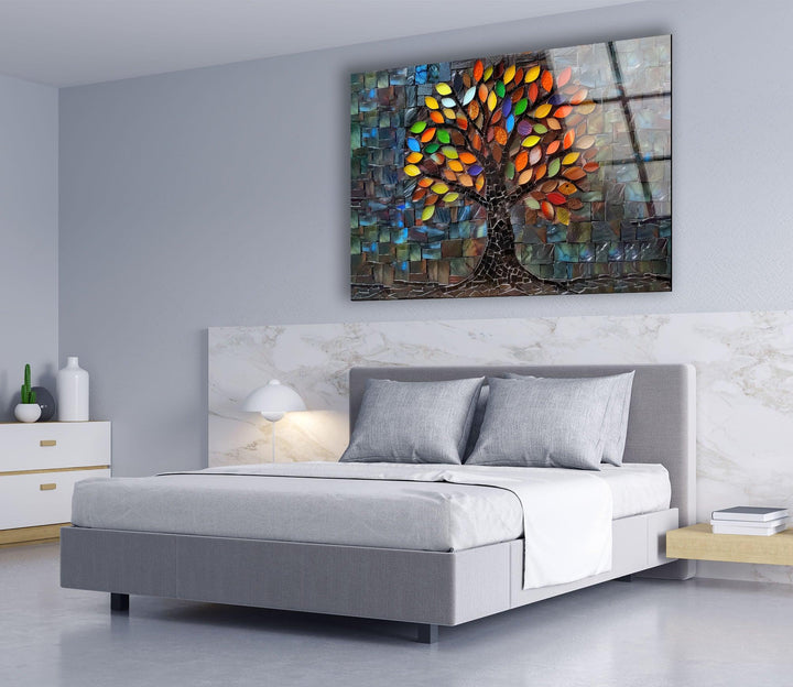 Mosaic Of A Tree Glass Wall Art Glass Printing Wall Art, Print photos on glass