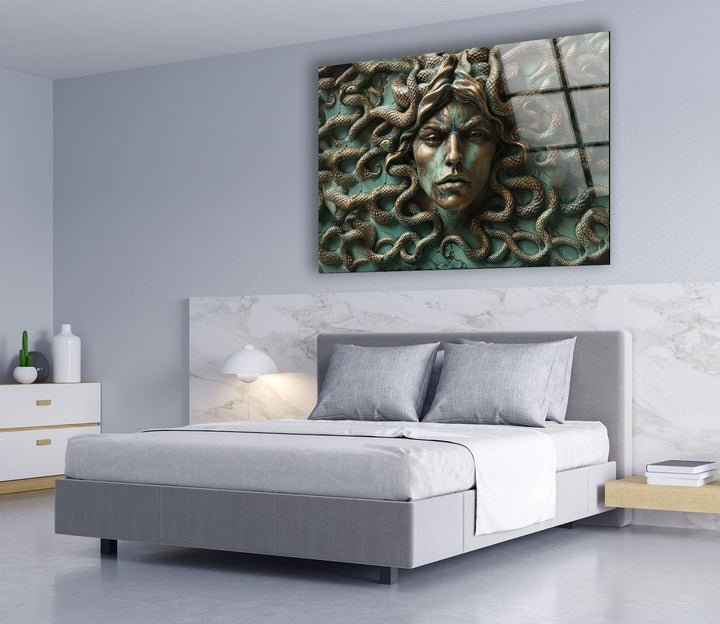 Medusa with Snakes Glass Wall Art