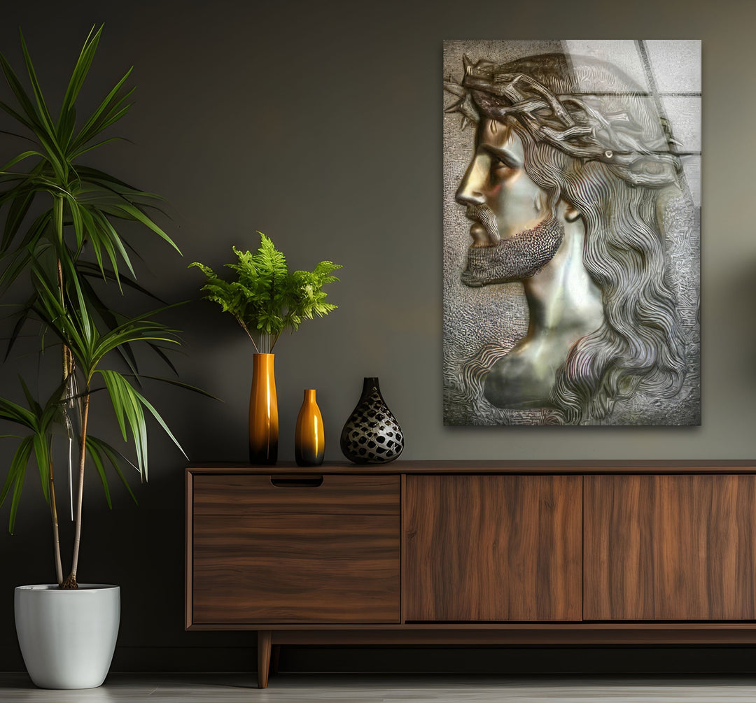 Portrait of Jesus Glass Wall Art glass pictures for Wall, glass prints wall art
