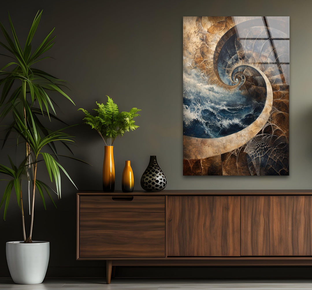 Nautilus Shell Glass Wall Art