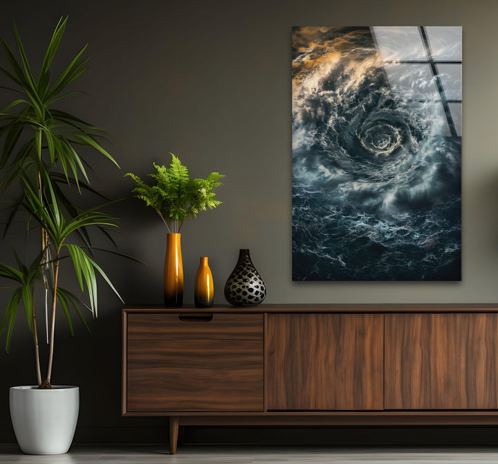 Ocean Vortex Glass Wall Art