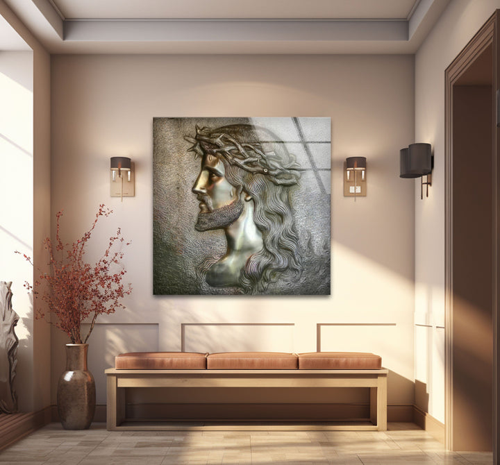 Portrait of Jesus Glass Wall Art custom glass pictures, glass art prints
