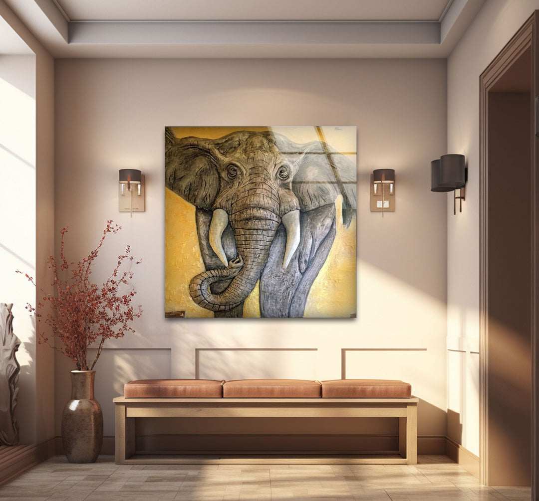 Stones Elephant Glass Wall Art Glass Printing Wall Art, Print photos on glass
