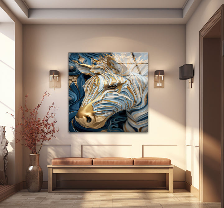 Gold Zebra Glass Wall Art Glass Printing Wall Art, Print photos on glass