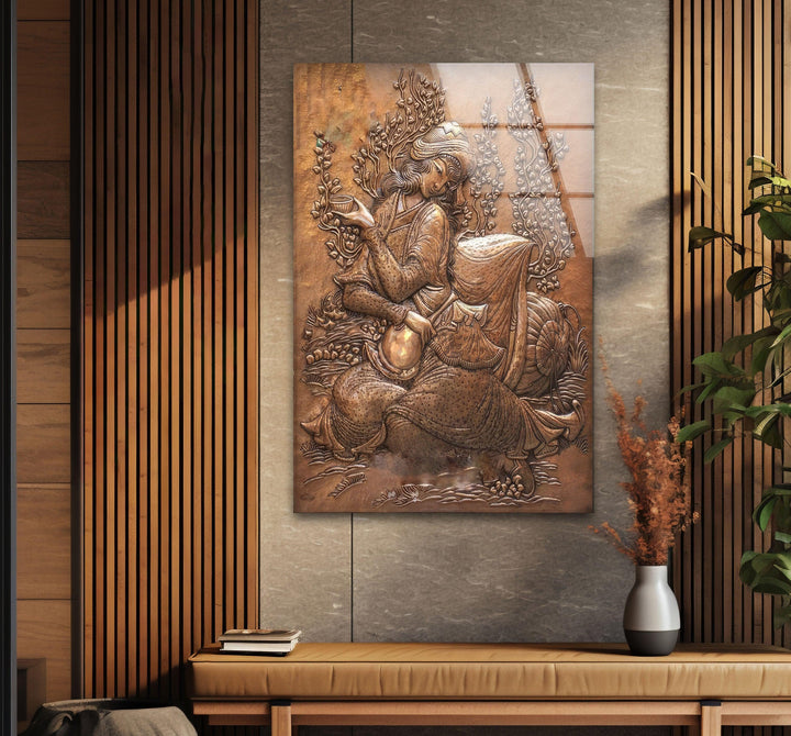 Bronze Art Woman Glass Wall Art glass photo prints, glass picture prints
