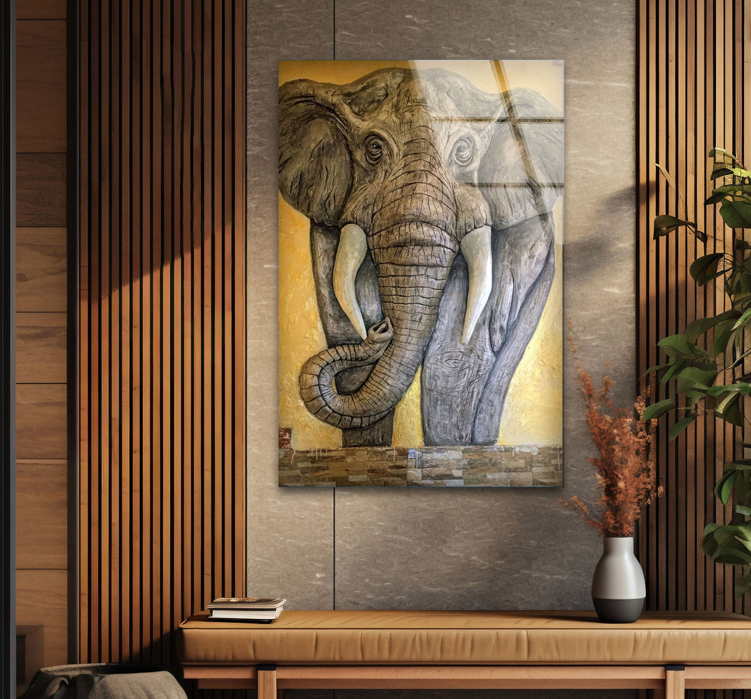 Stones Elephant Glass Wall Art glass photo prints, glass picture prints
