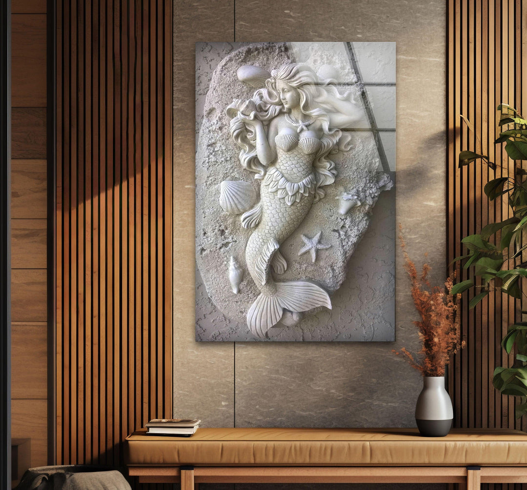 Stone Mermaid Glass Wall Art glass pictures for Wall, glass prints wall art
