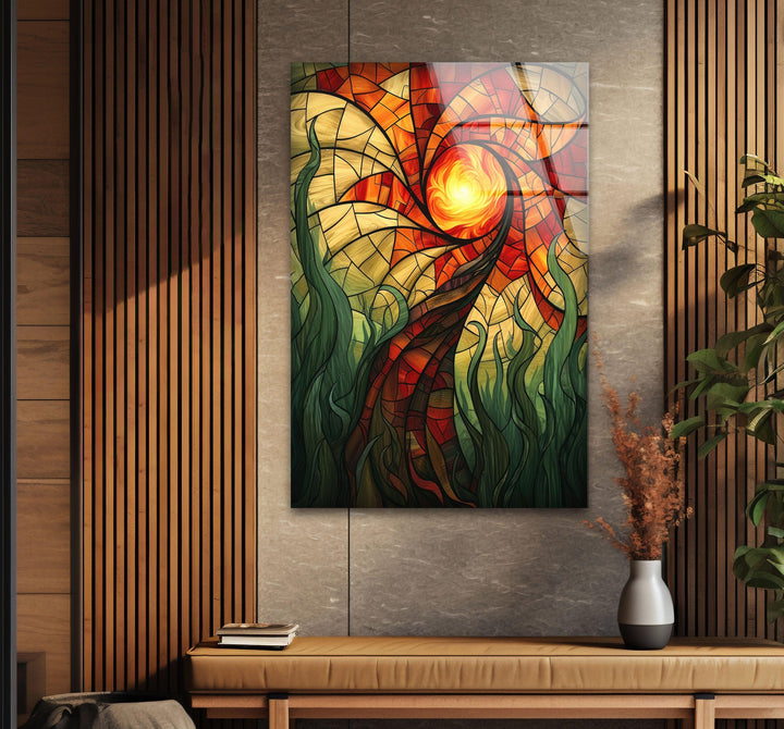 Stained Abstract Tree Glass Wall Art, glass pictures for Wall, glass prints wall art