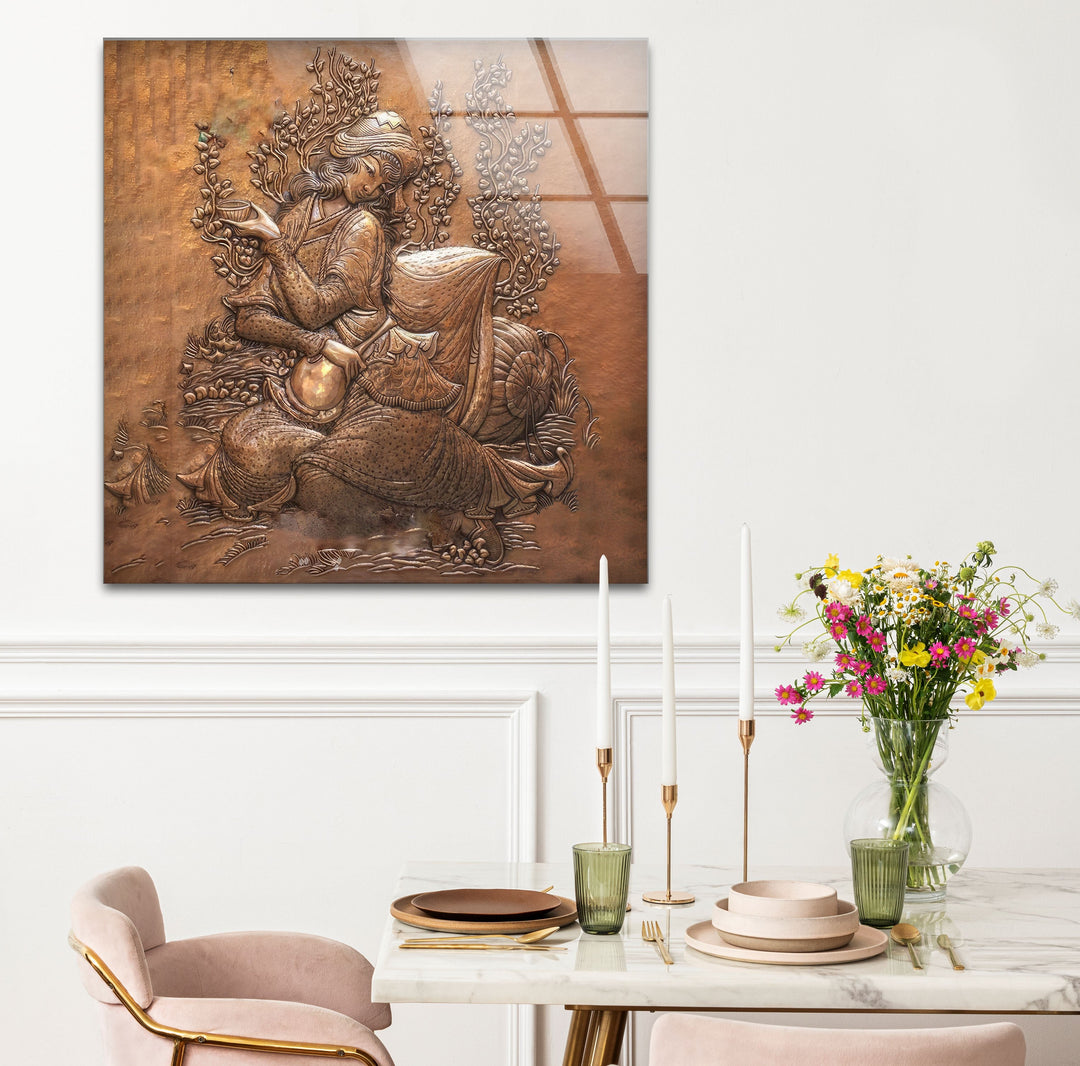 Bronze Art Woman Glass Wall Art photo print on glass, prints on glass wall art
