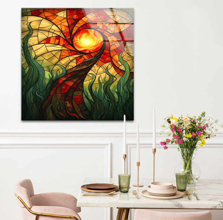 Stained Abstract Tree Glass Wall Art, art glass wall art, glass wall art pictures