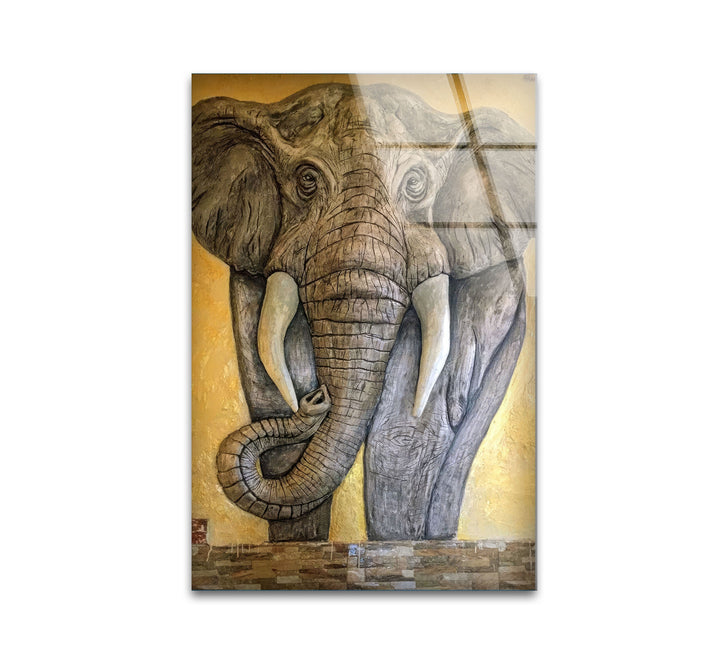 Stones Elephant Glass Wall Art custom glass pictures, glass art prints
