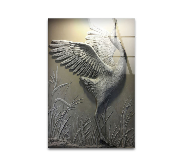 Stork Stone Art Glass Wall Art photo print on glass, prints on glass wall art
