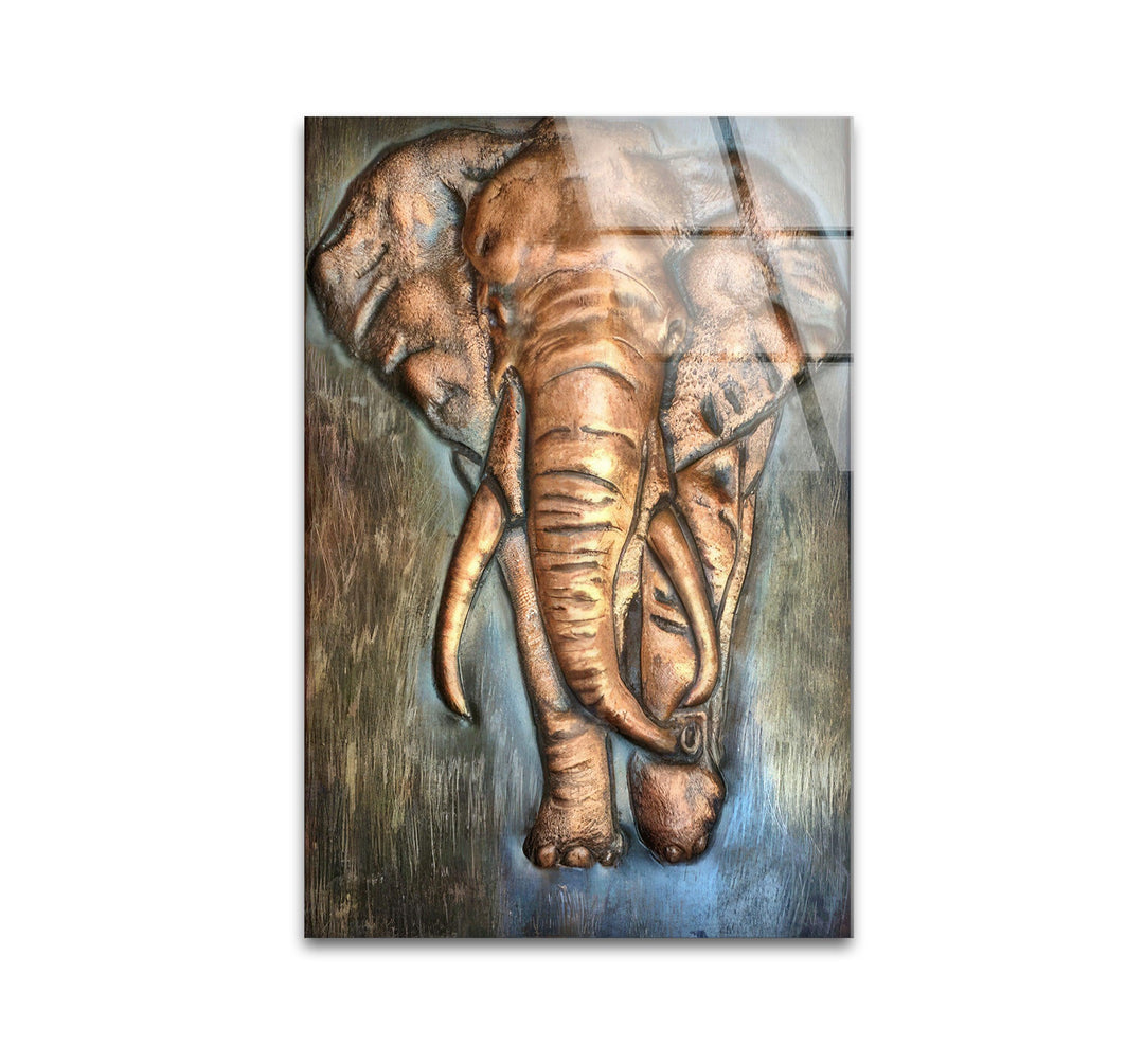 Elephant Bronze Art Glass Wall Art print on glass, glass printed photos
