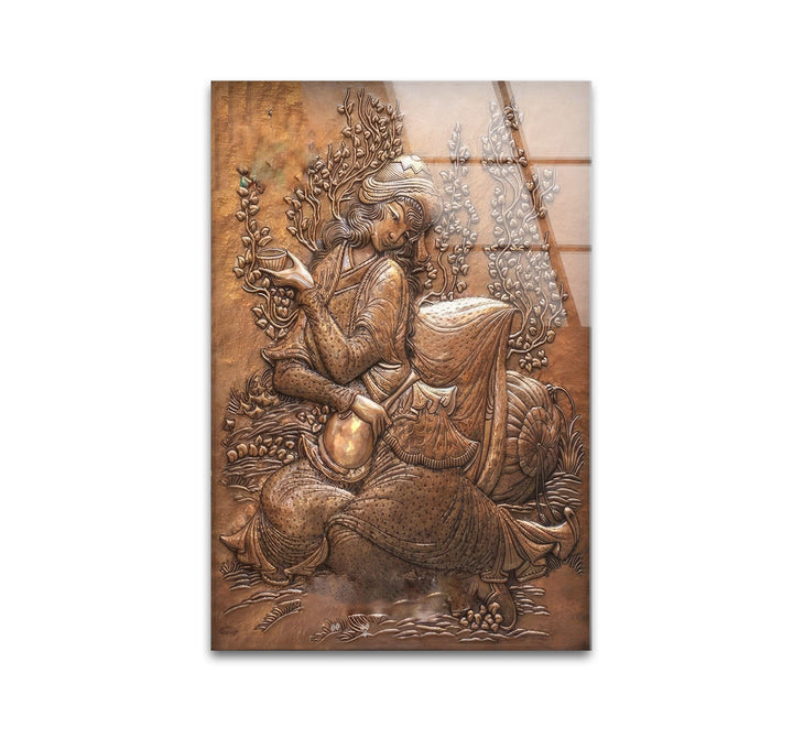 Bronze Art Woman Glass Wall Art custom glass pictures, glass art prints
