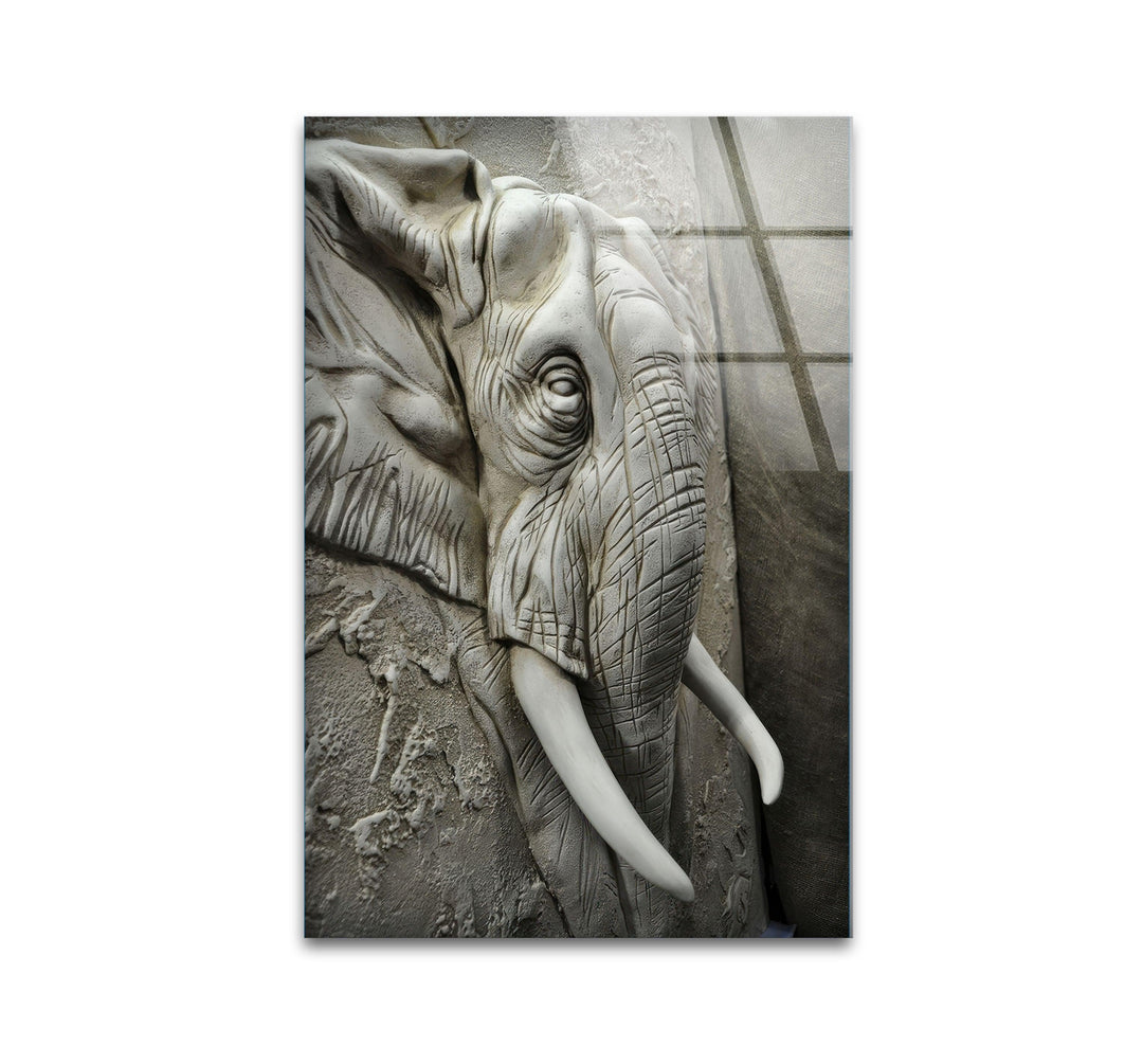 Elephant Stone Art Glass Wall Art photo print on glass, prints on glass wall art
