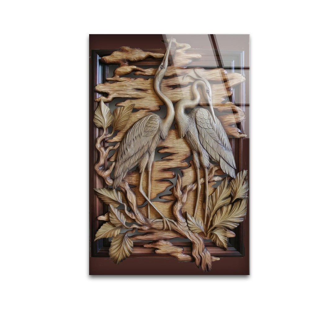 Couple Storks Glass Wall Art custom glass pictures, glass art prints
